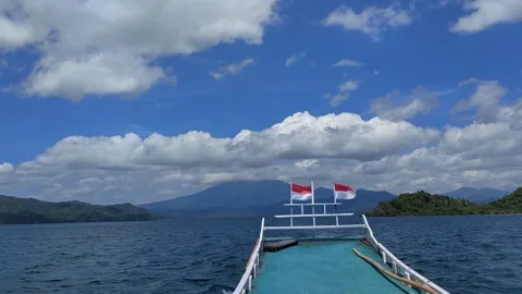 A boat sailing on the ocean Stock Footage 262597388