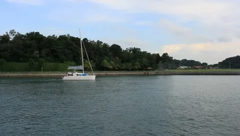 Boat sailing to the open sea Stock Footage 10864072