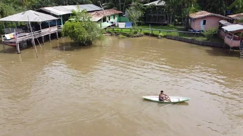 Boat sailing on the river in the amazon, Ilha do Combu em Belém do Pará Video stock 195100973