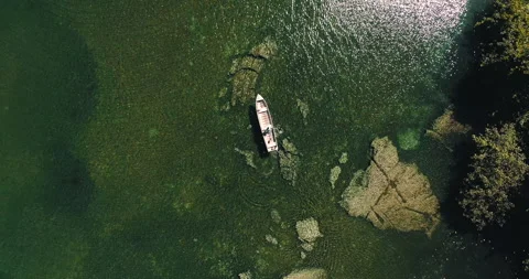 Boat sailing on river through the Amazon region Stock Footage 162521364