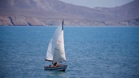 The boat is sailing by the sea Stock-Footage 79107085
