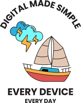 A boat is sailing in the sky with a lightning bolt Stock Illustration