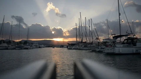 Boat Sailing into the Sunset Stock Footage 70000607