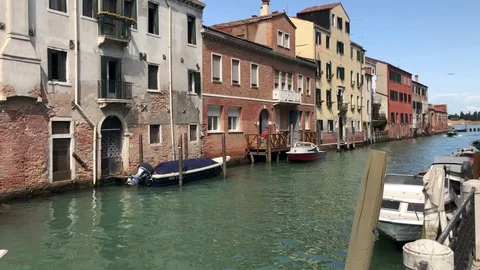 Boat Sailing Through The Canal Stock Footage 89883552