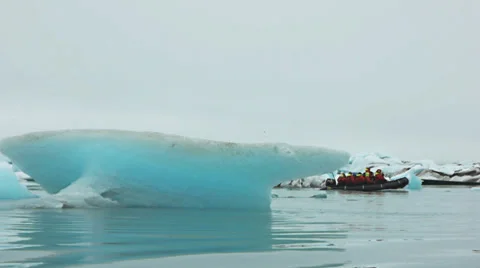 Boat sailing through iceberg Stock-Footage 28763536