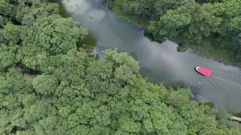Boat sailing through Ropotamo River, Bulgaria Stock Footage 143939986