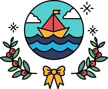 A boat is sailing on the water Stock Illustration