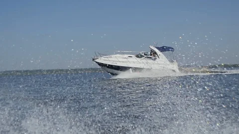 Boat Sailing on the Waves Stock Footage 87971865