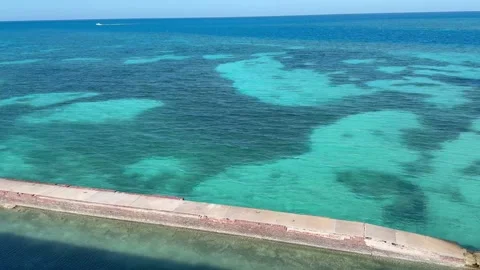 Boat sails around Garden Key. View from Fort Jefferson. Dry Tortugas NP, Florida Stock Footage 339600348