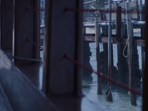 Boat sails away from the pier. Ship leaves Port. Yacht club, port. 스톡 동영상 70726367