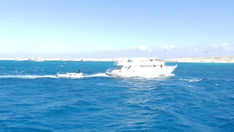 The Boat Sails Behind The Ship Stock Footage 88353817