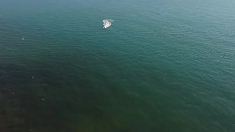 The boat sails on the blue sea Video stock 227476994