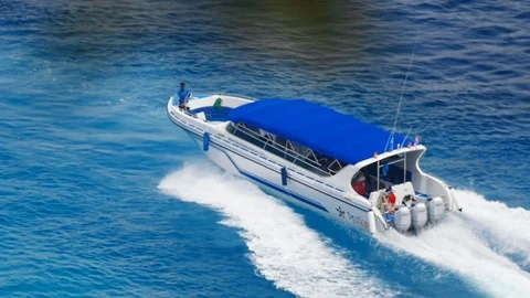 Boat sails on the ocean Video stock 94559489