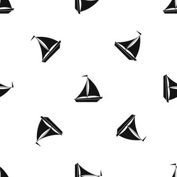Boat with sails pattern seamless black Stock Illustration