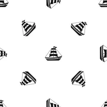 Boat with sails pattern seamless black Stock Illustration