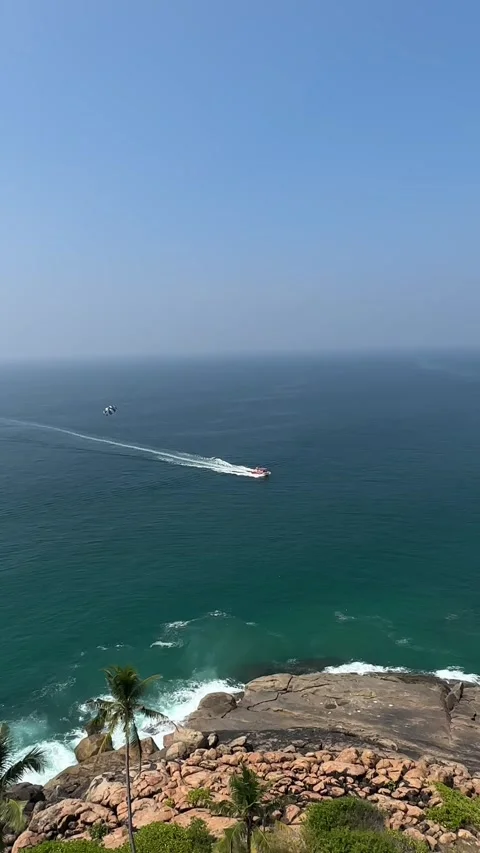 The boat sails quickly across the sea to the shore Stock Footage 321752982