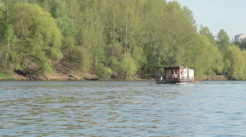Boat sails on the river Stock-Footage 24774311