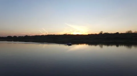 The boat sails on the river Stock Footage 56302753