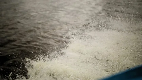 Boat sails on the river at a speed Stock Footage 93541905