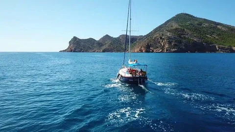 Boat sails on the sea Video stock 83692767