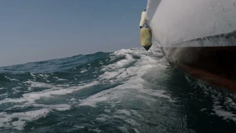 Boat sails on the sea 스톡 동영상 93842320