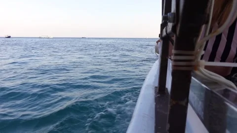 Boat sails into the sea Stock Footage 134956185