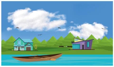 Boat scene on beach Illustrazione stock