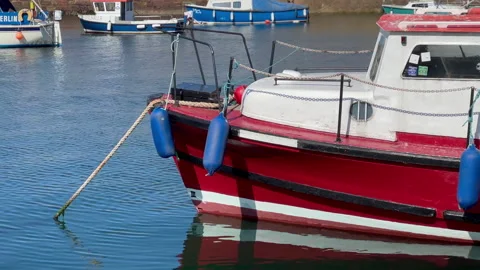 Boat in scottish harbour close up Stock Footage 250087705