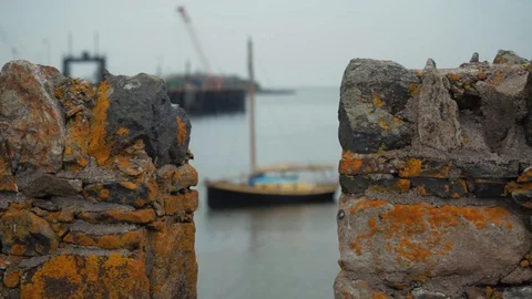 A boat in a Scottish Harbour Video stock 123910994