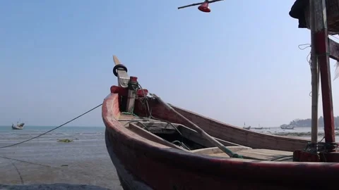 Boat in sea beach Stock Footage 258900657