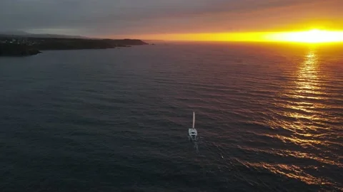 Boat In the Sea Video stock 206034996