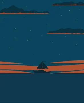 Boat in the sea Stock Illustration