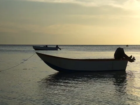 Boat at sea before sunset Stock Footage 107170549