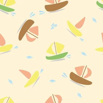 Boat seamless pattern in vector. Flat style illustration. pattern for fabric, ba Stockillustratie