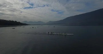  Boat seen from the sky Stock Footage 85864768