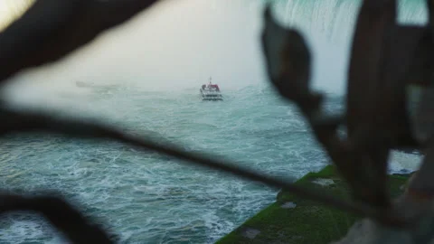 Boat seen through a railing Stock Footage 218215162