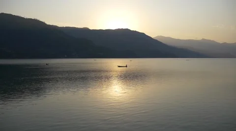 Boat in the setting sun Stock Footage 61543324