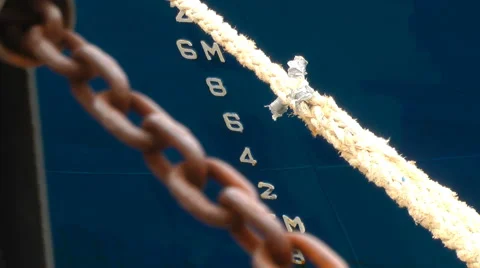Boat Ship Bow Hull Rope Numbers Chain Stock Footage 63246417