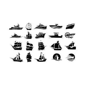 Boat ship sea sailing vector logo Stock Illustration