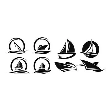 Boat ship sea sailing vector logo Stock Illustration