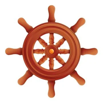 Boat ship wheel icon, cartoon style Illustration