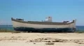 Boat on the shore of the Aegean Sea in Greece HD Footage