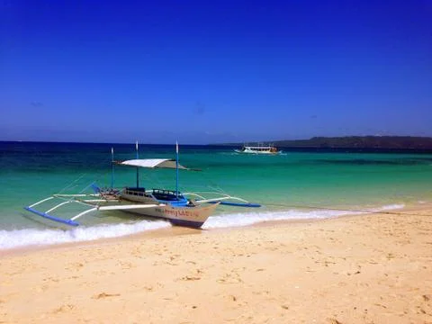 Boat on the shore of Boracay. Stock Photos