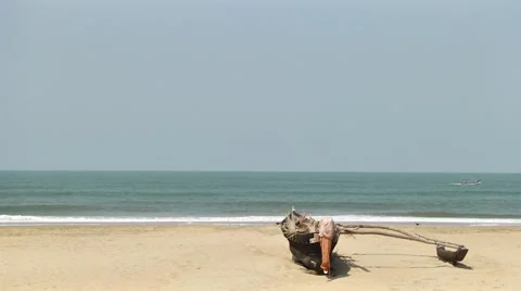 A boat on Shore Stock Footage 42975565