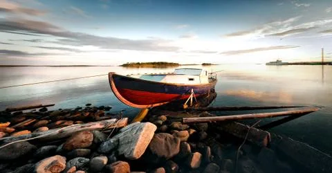 The boat on the shore. Stock Photos