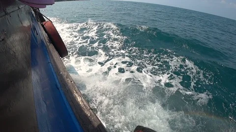 Boat side view of Thailand ocean Stock Footage 80318390
