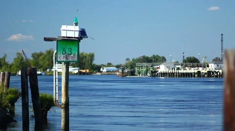Boat Signal on River Stock Footage 1094261