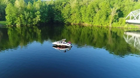Boat sitting in water Stock Footage 93402325