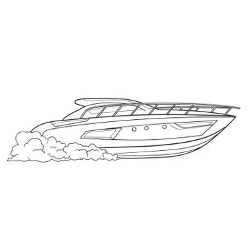 Boat sketch, coloring, isolated object on a white background, vector illustra Stock Illustration