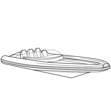 Boat sketch, coloring, isolated object on a white background, vector illustra Stock Illustration